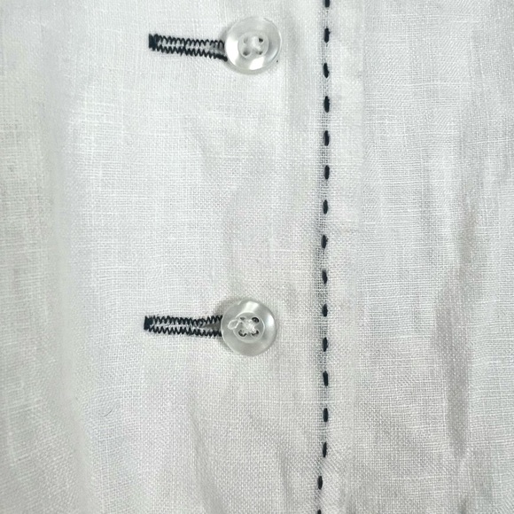 Edward Irish Linen White Collared Shirt, L - Picture 2 of 5